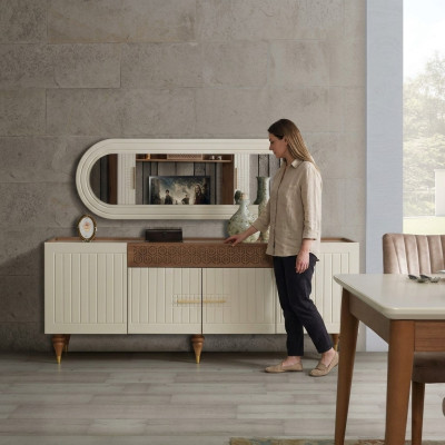 Kredens xxl Kredens Kredens 201cm z Lustro 2-częściowy. Szafa Komody