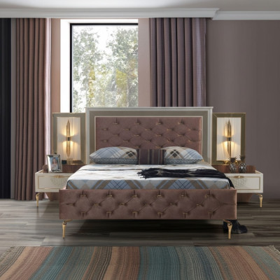 Sypialnia Łóżko Design Meble Luksusowa Podkładka do łóżka brązowa Modern