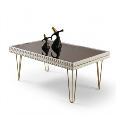 Szafka kawowa do salonu Tabela Design Meble Luxury 111x64 Sofa Biały