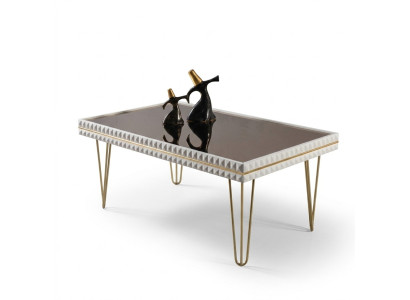 Szafka kawowa do salonu Tabela Design Meble Luxury 111x64 Sofa Biały