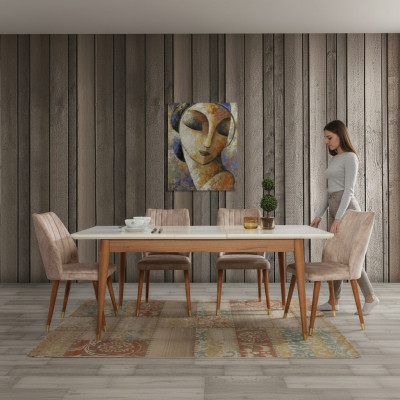 jadalnia Design Meble Nowoczesny Stół 4x Krzesła 5-częściowy. Ustaw Ustawić Nowe