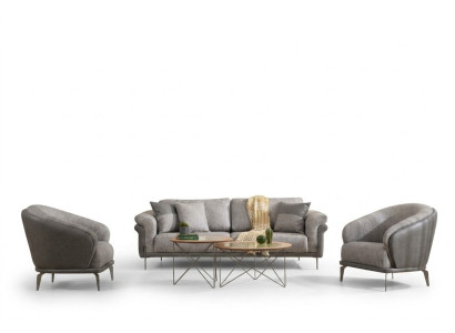Zestaw sofowy Sofa 3 miejsce do siedzenia Szary Fotel Meble do salonu Luxury Design