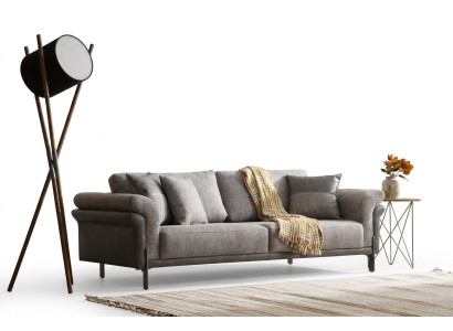 Sofa 3 miejsce do siedzenia Szary Salon Klasyczny Design Elegancki Styl 230cm