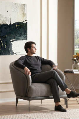 Fotel Single Seater Luxury 1 Siedziba Podkładka Siedziba Design Szary Siedziba Materiał Nowy