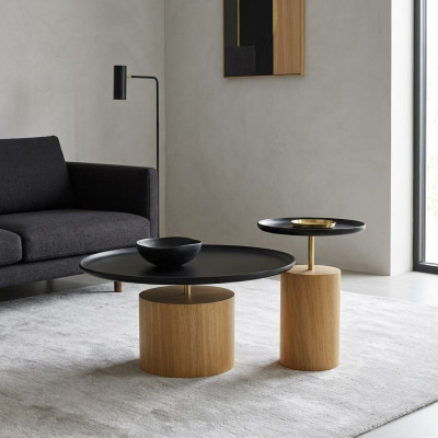 stolik kawowy Luxury Drewno Design Tabela Stolik Czarny Okrągłe stoły Nowość
