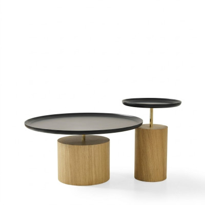 stolik kawowy Luxury Drewno Design Tabela Stolik Czarny Okrągłe stoły Nowość