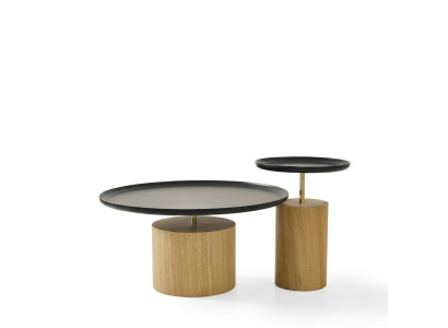 stolik kawowy Luxury Drewno Design Tabela Stolik Czarny Okrągłe stoły Nowość