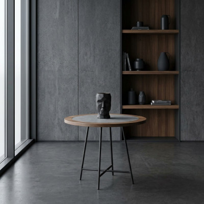 stolik kawowy Design Drewno Okrągły Brązowy Stolik kawowy Tabela Living Room stoły Nowość