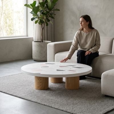 stolik kawowy Luxury Design Biały Drewno Tabela Kawowa Bok Salon Nowość