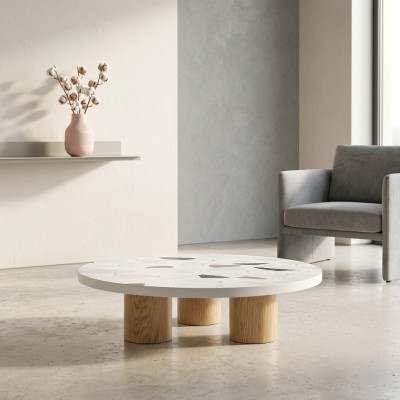 stolik kawowy Luxury Design Biały Drewno Tabela Kawowa Bok Salon Nowość