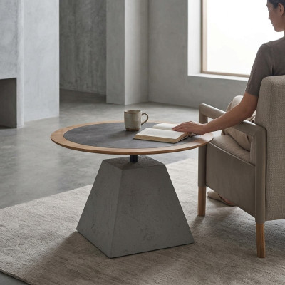 stolik kawowy Drewno Okrągłe Side Design Srebrny Tabela Meble Living Room