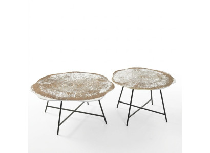Stoliki do kawy Zestaw 2 Stolików do kawy Stoły Designerskie Okrągłe 2-częściowe stoliki kawowe