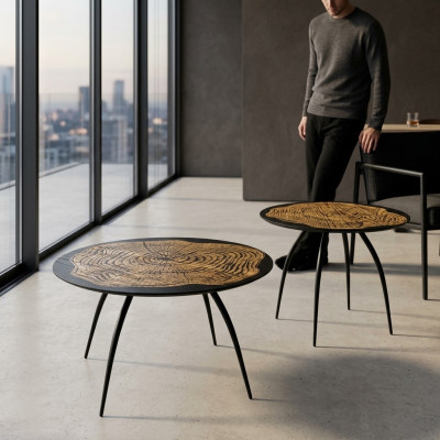 Luxury Design Stoliki do kawy Czarny Okrągły stoły Living Pokój Kredens