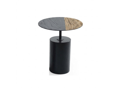 Side Okrągły Tabela stolik kawowy Design Drewno Czarny Salon Tabela