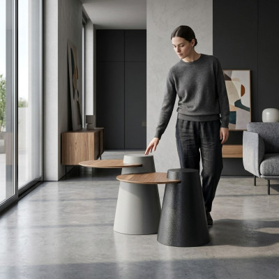 Zestaw 2x stolików kawowych Stoliki do kawy Stoliki boczne designerskie Okrągłe stoliki szklane