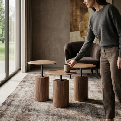 Luksusowy design Stoliki do kawy boczne stoły salon Drewno 3 szt