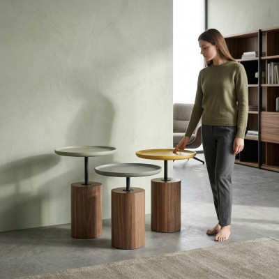 Design Stoliki do kawy Stoliki kawowe Okrągłe Tabela Drewno stoły Salon Nowość