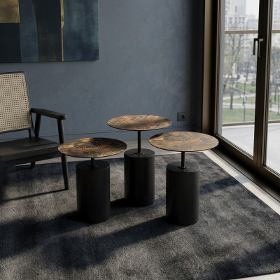 Luksusowy designerski zestaw 3 stolików kawowych do salonu