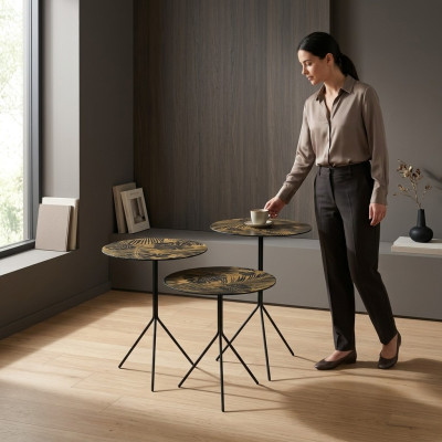 Stoliki okrągłe Tabela Stoliki do kawy stoły Luxury Design Stoliki boczne 3 szt.