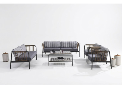 Sofa 3 2 miejsce do siedzenia Luksusowa trzyosobowa sofa Fotel Design Meble Set 5 szt. Szary Nowy