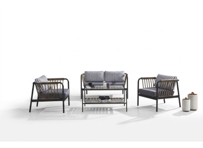 Design Sofa 2 miejsce do siedzenia Materiał 2x Fotel Podkładka Sofy Włókien stolik kawowy Nowość