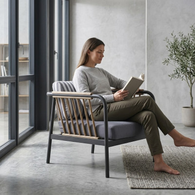 Fotel Design miejsce siedzące Luxury Grey Włókienniczy miejsce siedzące Luxury Podkładka Meble Design