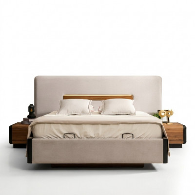 Łóżko Meble Design łóżko Podwójne łóżko Luxury Sypialnia Włókienniczy Drewno Nowe
