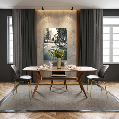 Stół obiadowy w stylu włoskim 4x Krzesła Drewno Tabela zestaw do jadalni Modern Design 5-częściowy