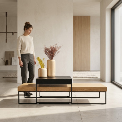 Loft Drewno stolik kawowy Tabela Stolik stół do salonu Drewno Tabela