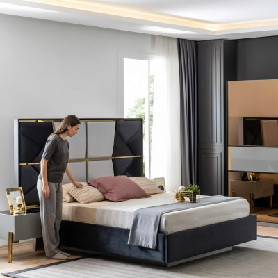 Luksusowa Sypialnia Łóżko Podwójne łóżka Design Drewno Meble Rama Łóżka Nowość