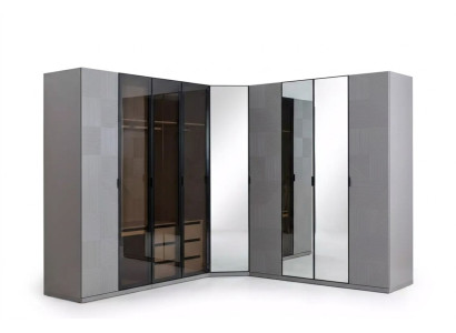 Szafka narożna Szafa Szafa Luxury Drewno Design Meble Sypialnia Szara