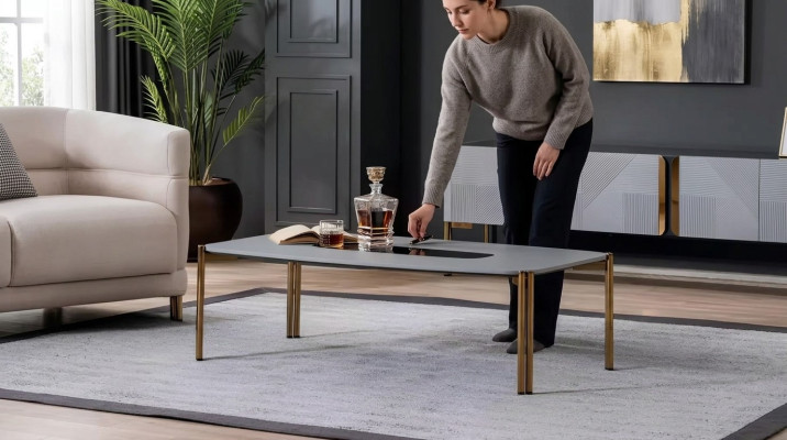 stolik kawowy stolik kawowy do salonu Biały luksusowe Stoliki do ekspresu Design Drewno