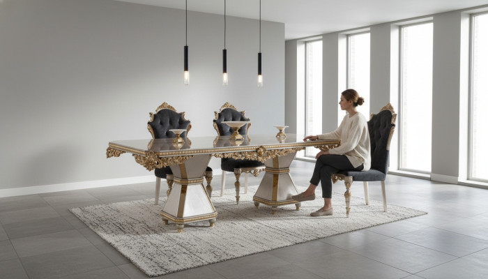 Zestaw do jadalni francuskiej sofa 4x Krzesła do jadalni Ustawić Meble 5-częściowe. ustawić