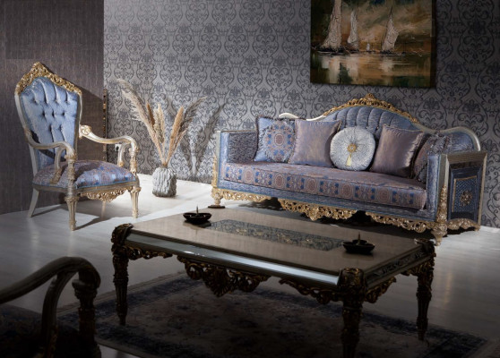 Sofa barokowa Chesterfield 3+1 miejsce do siedzenia stolik kawowy Zestaw sofowy Meble Podkładka