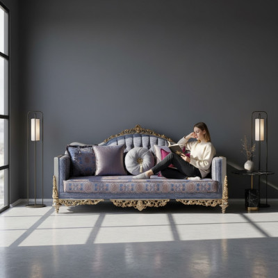 Design Sofa 3 miejsce do siedzenia Podkładka Luxury Classic Włókienniczy Sofy Chesterfield