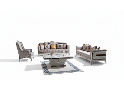Klasyczny Zestaw sofowy Royal Style Meble Sofa Zestaw wypoczynkowy stolik kawowy 4szt