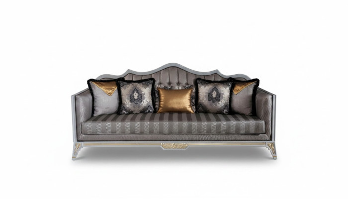 Sofa 3 miejsce do siedzenia Kanapy Sofy Trzyosobowe Włókienniczy Luksusowa Sofa Podkładka Baroque