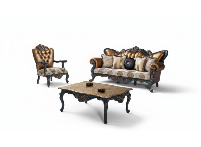 Okres wilhelmiński Meble Classic Zestaw sofowy Kanapa Chesterfield 3+1+ Tabela