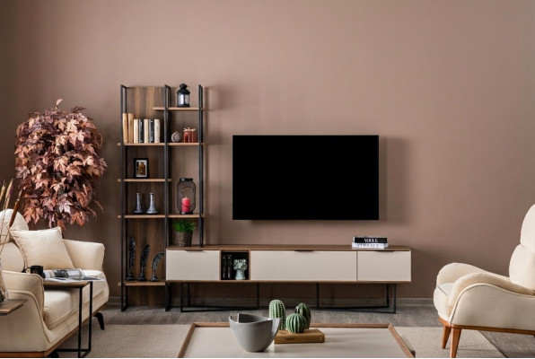 Jednostka ścienna Meble do salonu Meble Szafka RTV Półka na książkę 240cm Drewniane meblościanki
