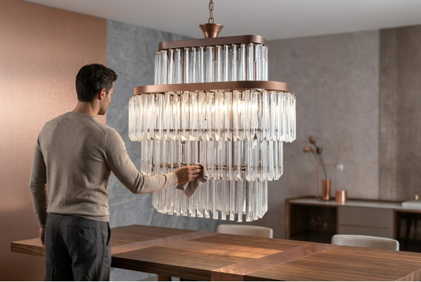 żyrandol sufity do salonu luksusowy design Kryształowo nowy szary nowoczesny