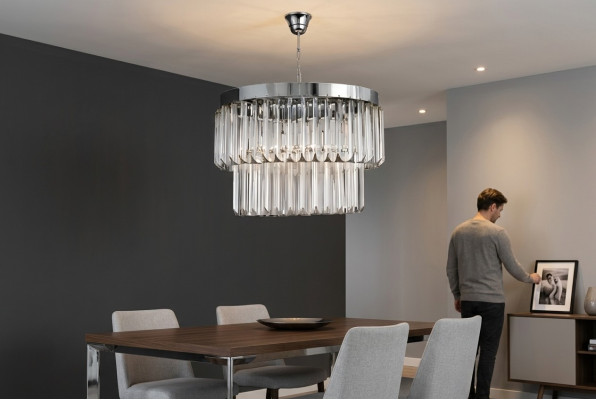 Salon żyrandol Kryształowa Lampa sufitowa nowa szara Modern