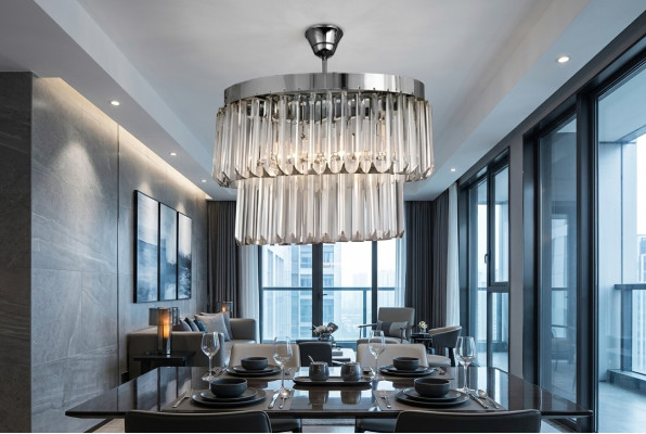 Salon żyrandol Kryształowa Lampa sufitowa nowa szara Modern