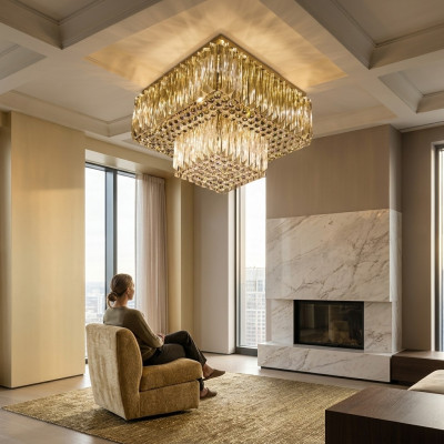 żyrandol lampa sufitowa salon złota luksus Oświetlenie kryształowe