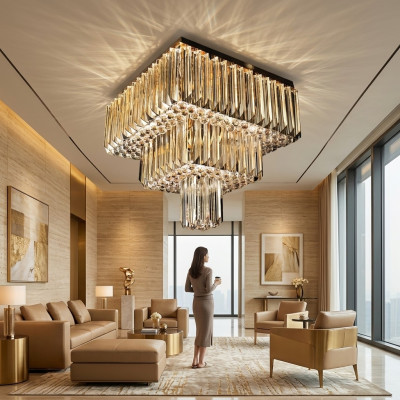 żyrandol Nowoczesna Lampa sufitowa Designerski nowy Złoty Luksusowy salon