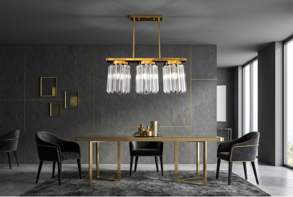 Nowoczesna żyrandolowa lampa sufitowa Duży Crystal Gold do salonu