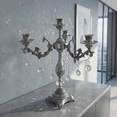 Lampa stołowa lampka nocna Lampa luksusowa lampa stołowa do salonu srebrna