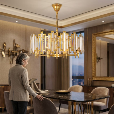 żyrandol Kryształowa Lampa sufitowa Nowa Lampa Gold Living Room Luxury