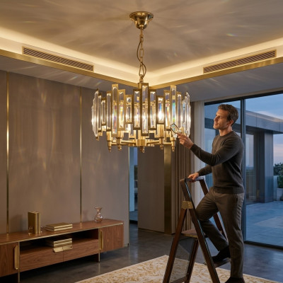 żyrandol Lustre Wisząca Lampa Wisząca Luksusowe Złote Lampy
