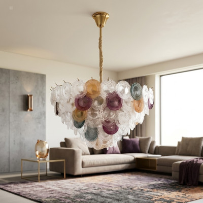 żyrandol Styl Nowoczesny Sufitowy Lampa Wisząca Klosz Kryształowy Salon