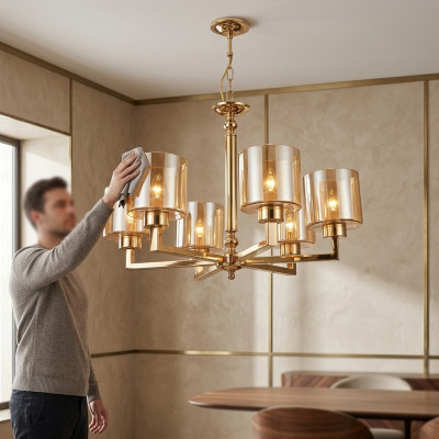żyrandol styl nowoczesna lampa do salonu piękna złota nowa Sypialnia